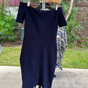 Elegant Navy Off-Shoulder Dress
